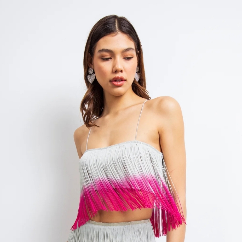 Lisa Maree Sleeping Beauty Fringe Tank Pink Ombre Large NWT